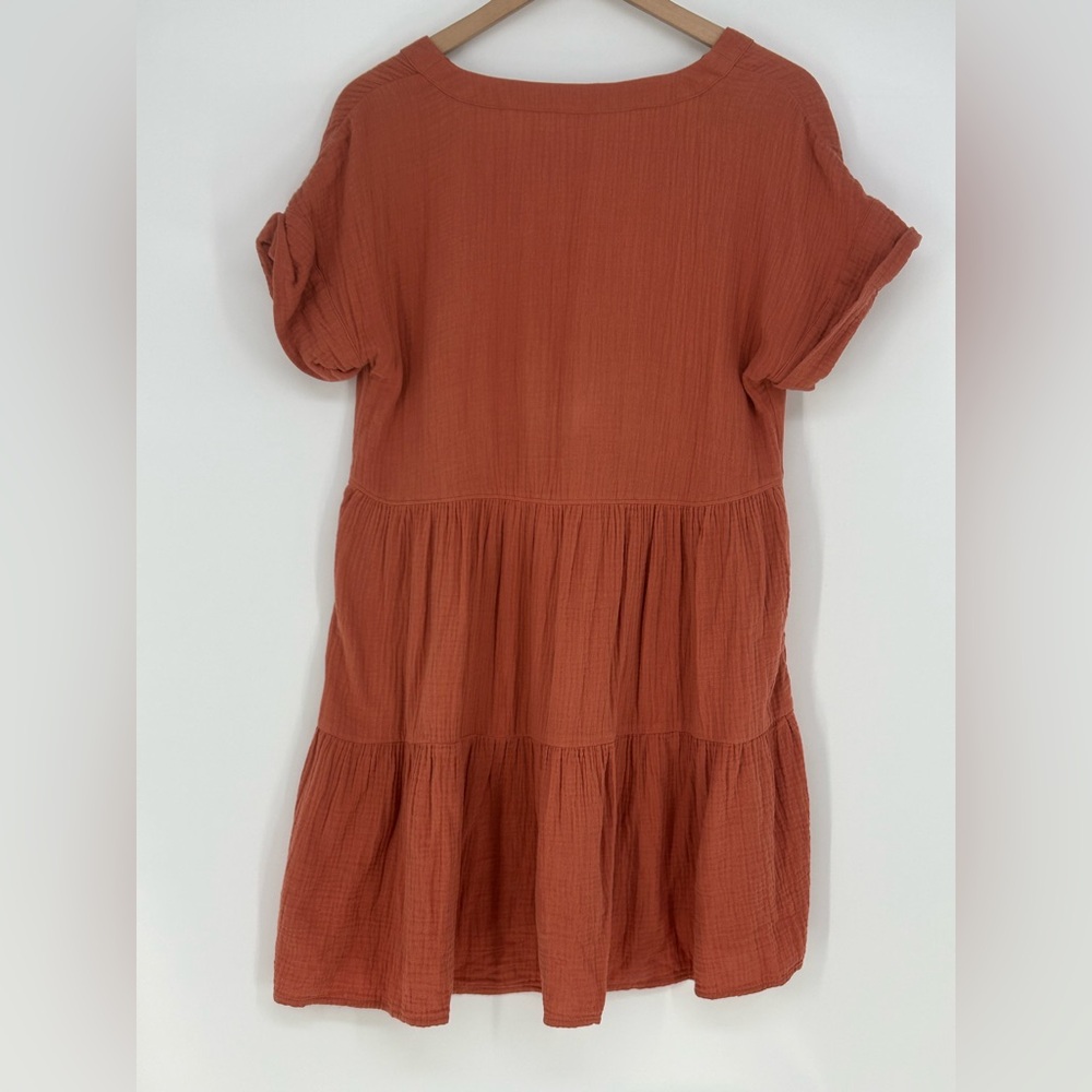 Madewell Rust Button-Front Mini Dress - Picture 5 of 12